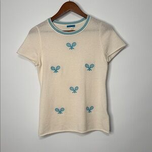 J. Crew Short-sleeve cashmere T-shirt with tennis embroidery Size Small